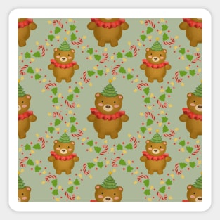 Teddy Bear Wreath Christmas Pattern Sticker